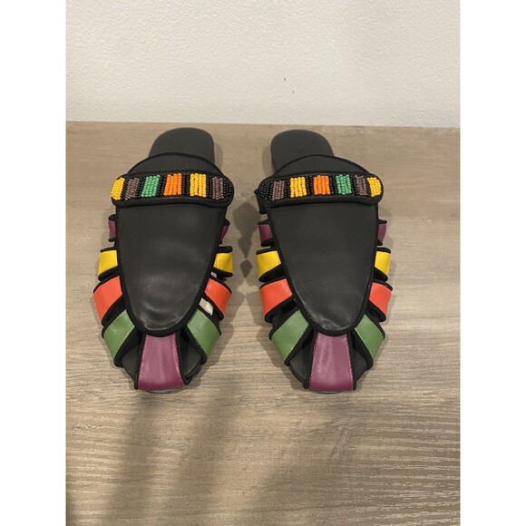 FARM Rio Rainbow Beaded Mule Vegan Tropical Vacation Boho Size 7.5 - Picture 9 of 10